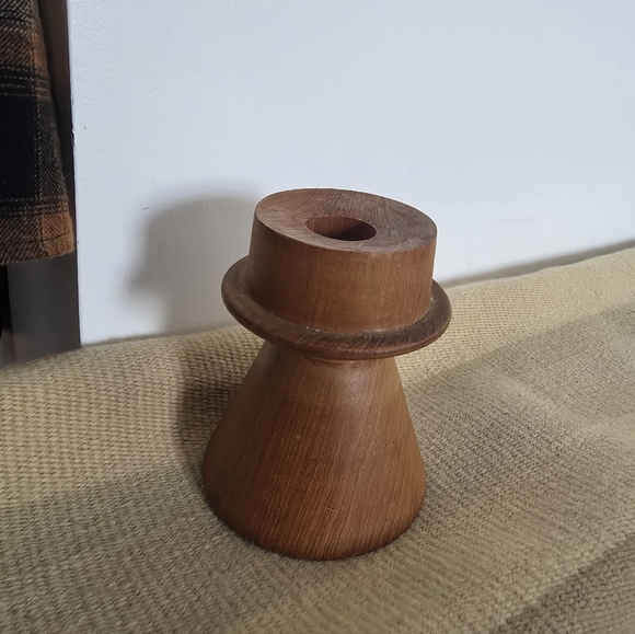 Mid Century Modern Teak Wood Candle Holder, Danish Modern Style Vintage - Picture 2 of 5